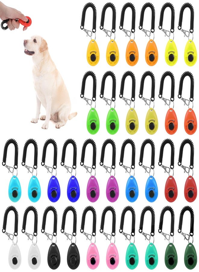 Kifmurase 32 Pack Dog Training Clicker Bulk, Colorful Pet Training Clickers Cat Animal Trainer Clicker with Wrist Strap for Pet Dog Cat Horse Bird Behavioral Trainer Accessories (Multicolor) - Image 1